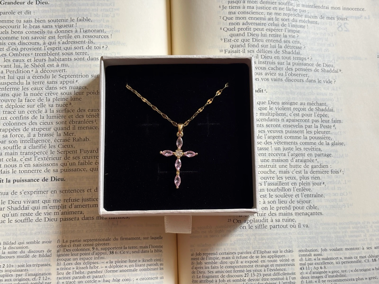 Colar cristão Cruz Rosa em aço inoxidável dourado | Joia cristã feminina | Ajustável – photo 2